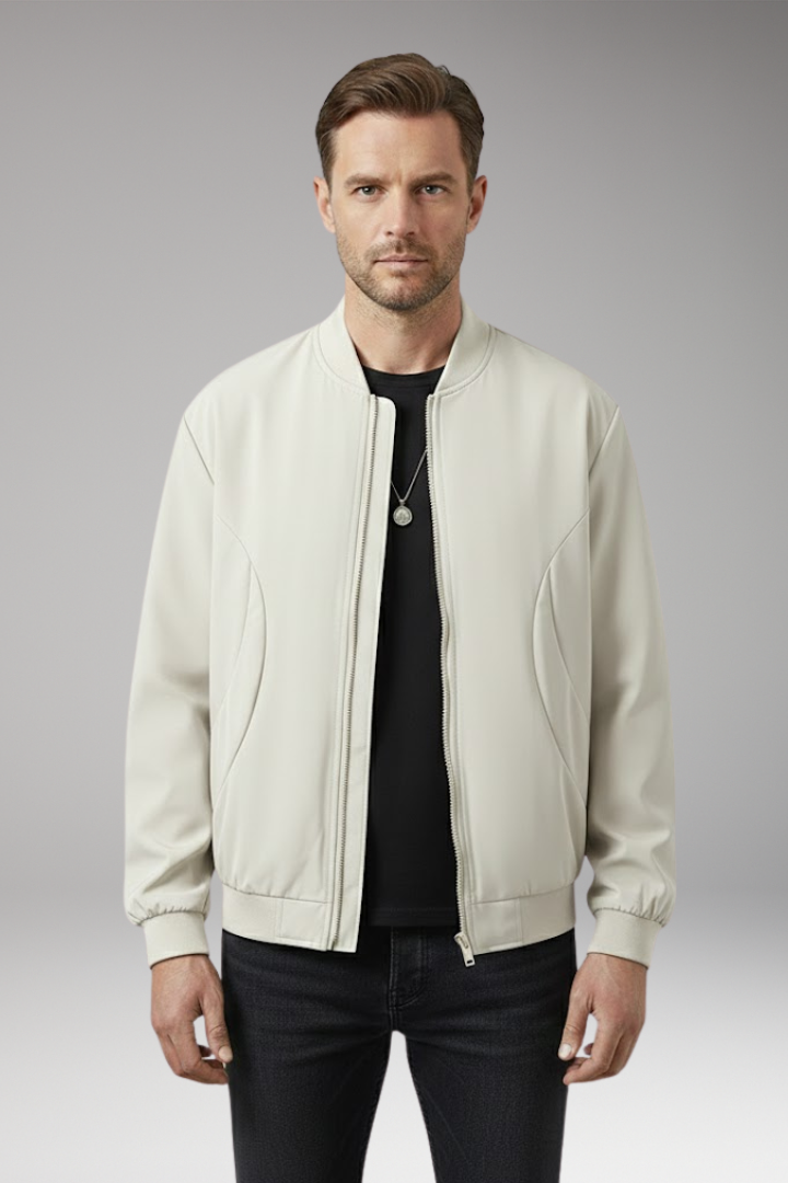 Men's Bomber Jacket Elastic Cuffs Side Pockets