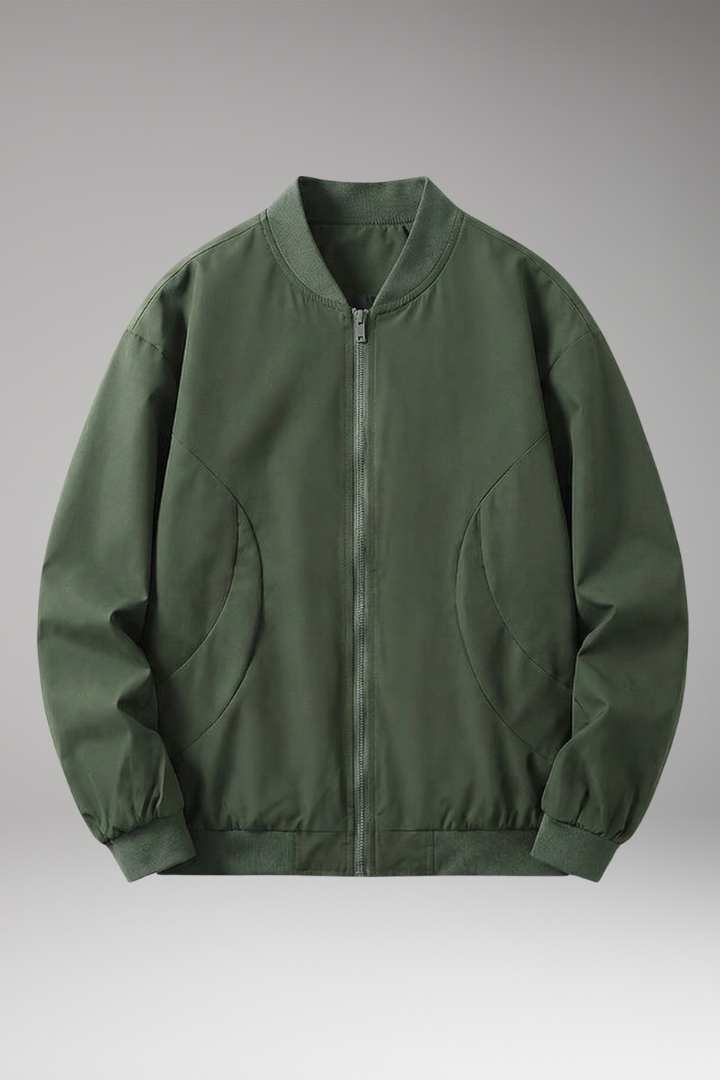 Men's Bomber Jacket Elastic Cuffs Side Pockets - VibreMode