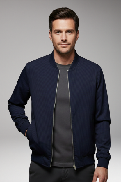 Men's Bomber Jacket Fine Stripe Elastic Cuffs