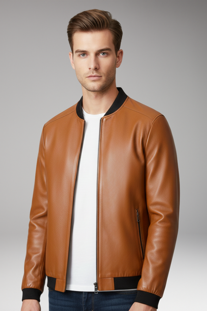 Men's Bomber Jacket Zipper Contrast Trim