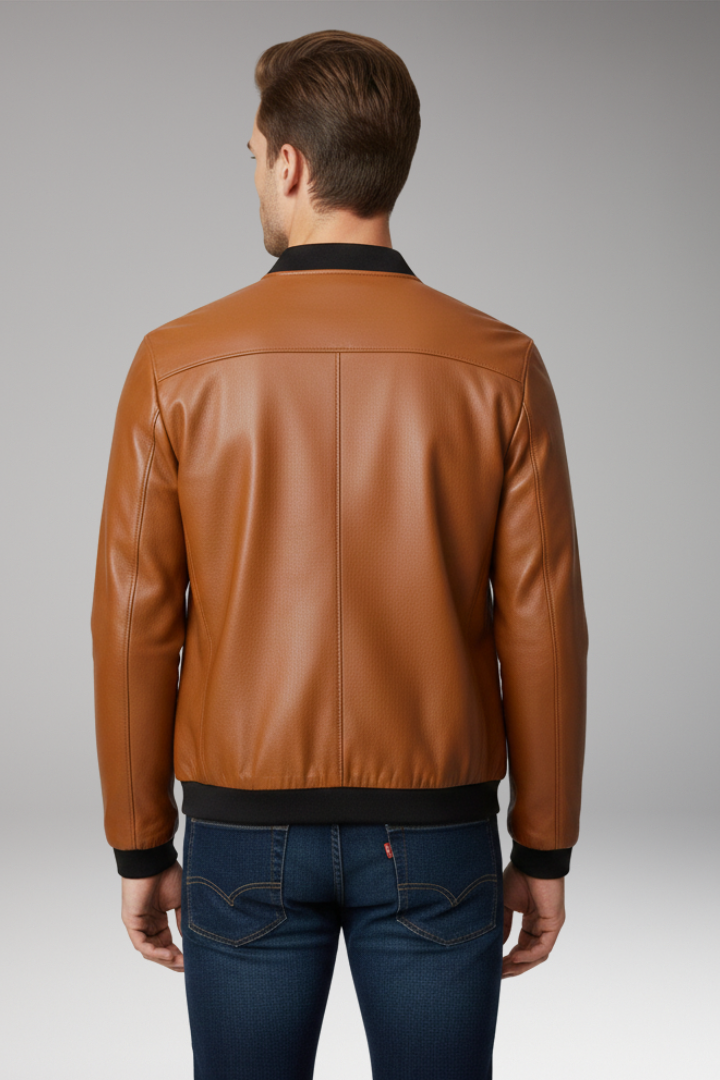 Men's Bomber Jacket Zipper Contrast Trim