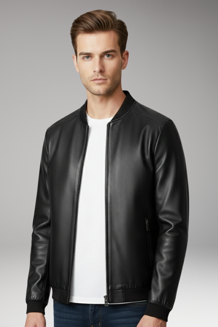 Men's Bomber Jacket Zipper Contrast Trim