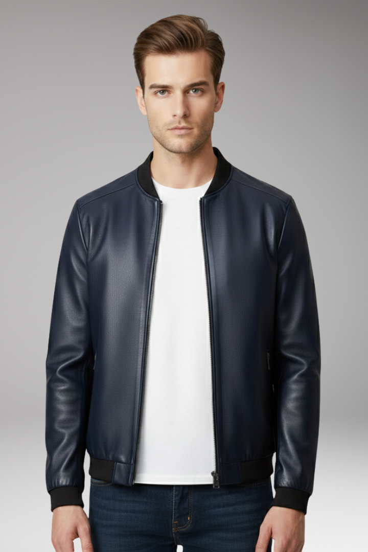 Men's Bomber Jacket Zipper Contrast Trim