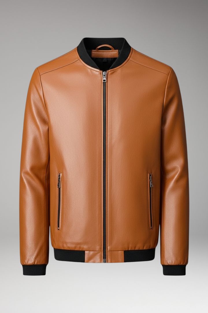 Men's Bomber Jacket Zipper Contrast Trim - VibreMode