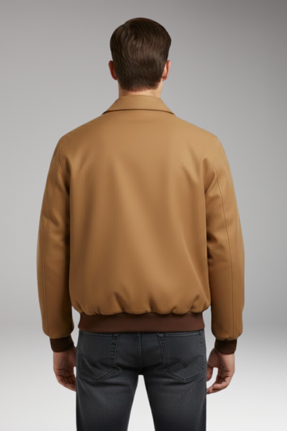 Men's Bomber Jacket Zipper Ribbed Cuffs
