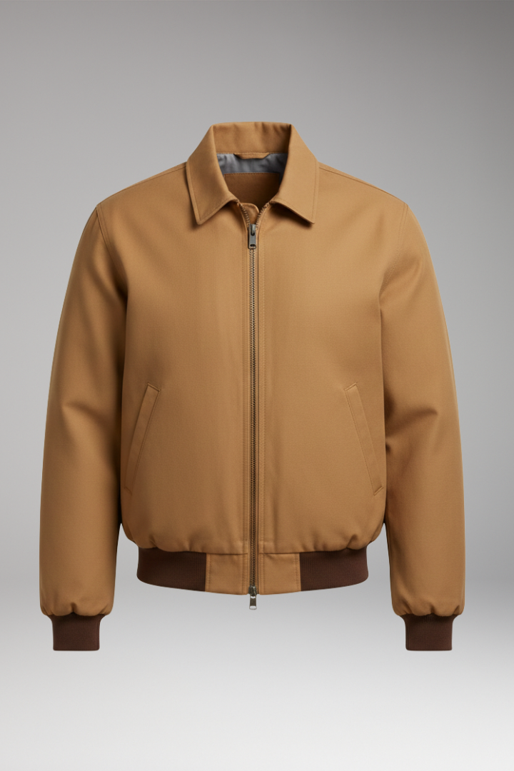 Men's Bomber Jacket Zipper Ribbed Cuffs - VibreMode
