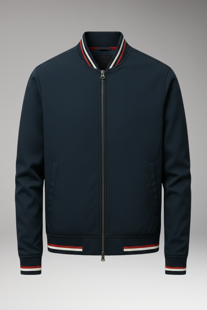 Men's Bomber Jacket Zipper Ribbed Trim - VibreMode