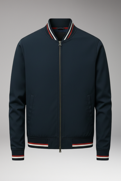 Men's Bomber Jacket Zipper Ribbed Trim - VibreMode