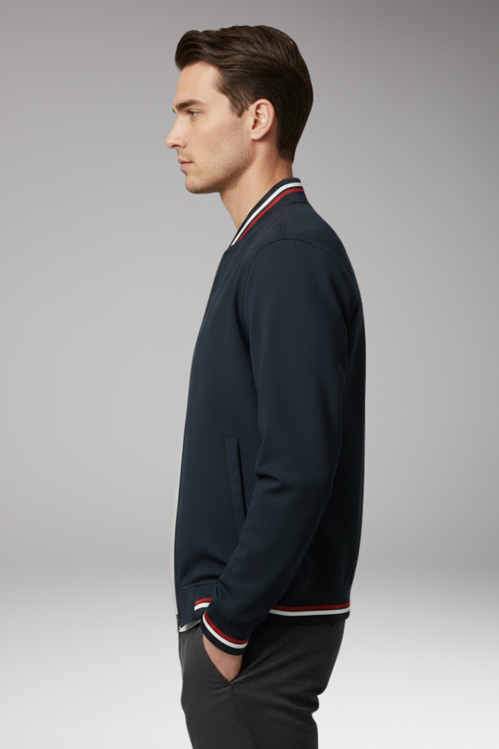 Men's Bomber Jacket Zipper Ribbed Trim