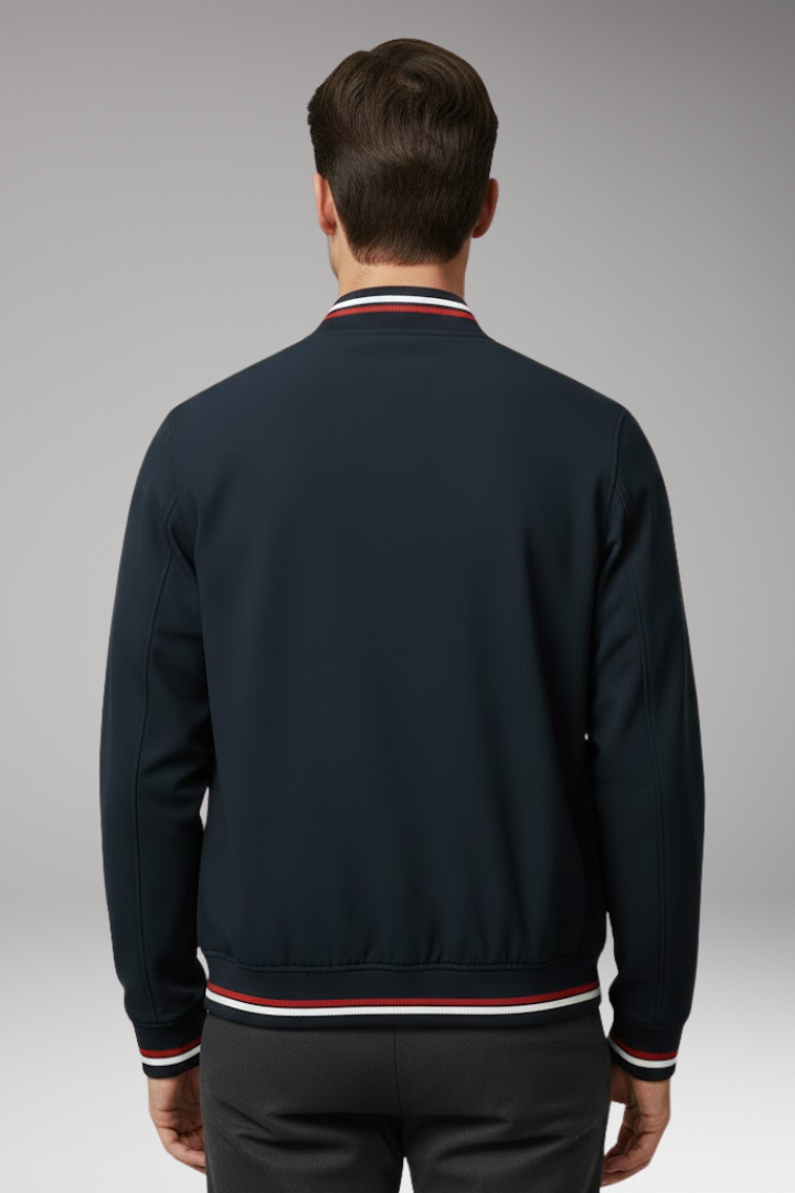 Men's Bomber Jacket Zipper Ribbed Trim