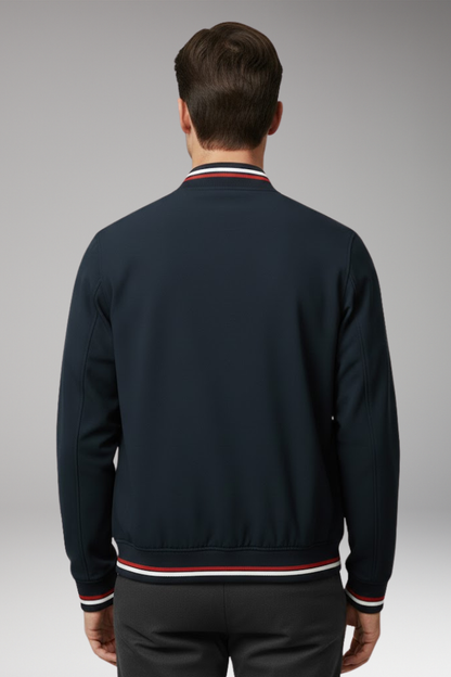 Men's Bomber Jacket Zipper Ribbed Trim
