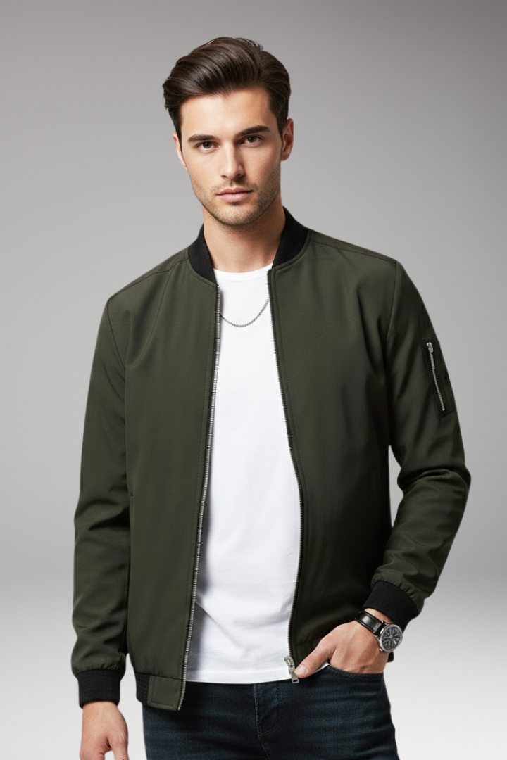 Men's Bomber Jacket Full Zip Multiple Pockets