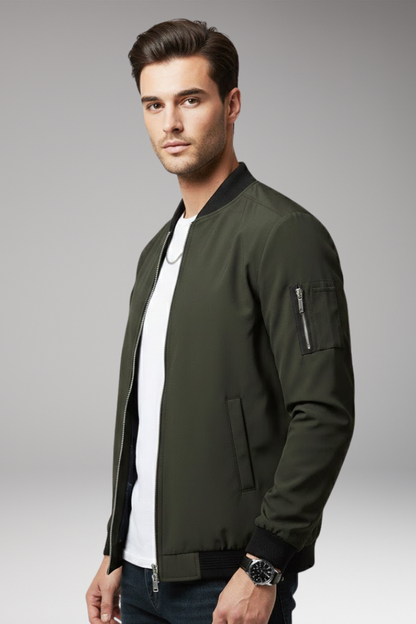Men's Bomber Jacket Full Zip Multiple Pockets