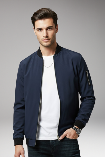 Men's Bomber Jacket Full Zip Multiple Pockets