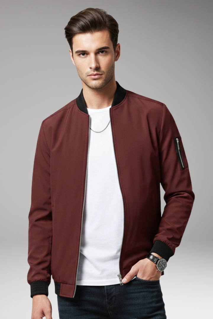 Men's Bomber Jacket Full Zip Multiple Pockets
