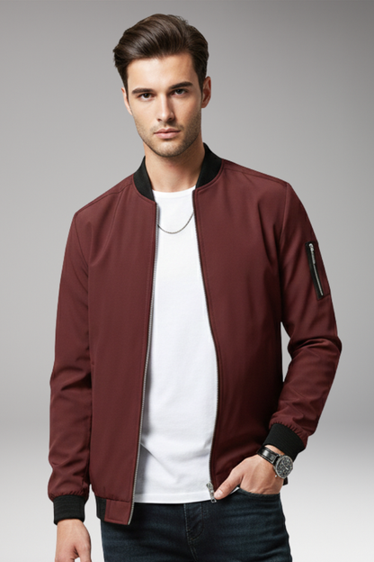 Men's Bomber Jacket Full Zip Multiple Pockets