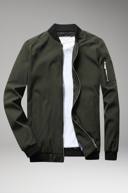 Men's Bomber Jacket Full Zip Multiple Pockets - VibreMode