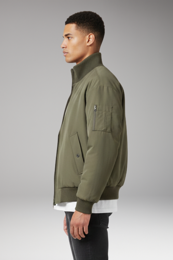 Men's Bomber Jacket High Collar Side Pockets