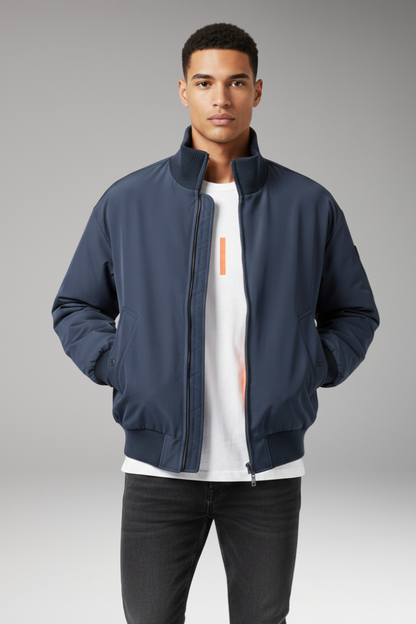 Men's Bomber Jacket High Collar Side Pockets