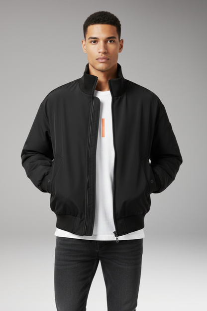 Men's Bomber Jacket High Collar Side Pockets