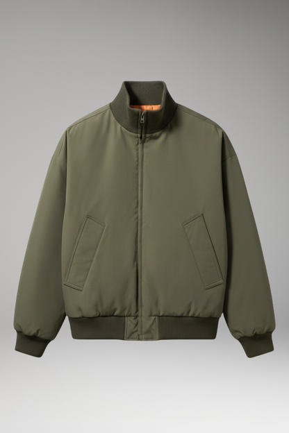 Men's Bomber Jacket High Collar Side Pockets - VibreMode