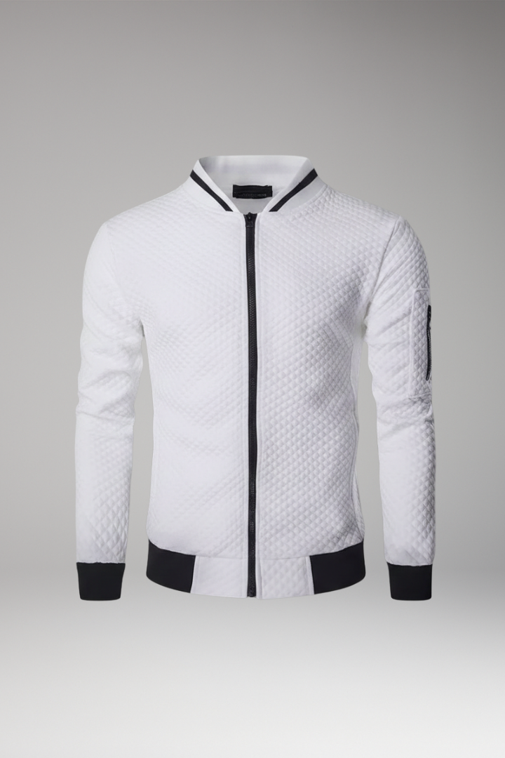 Men's Bomber Jacket Jacquard Zip Black - VibreMode