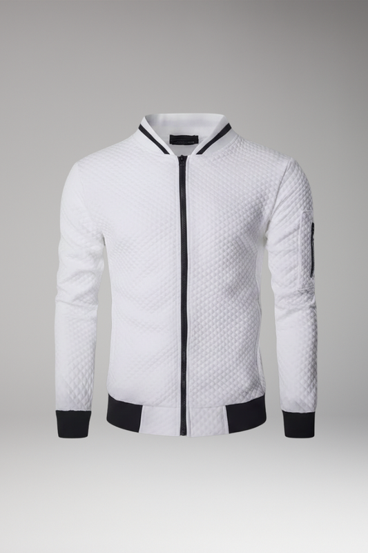 Men's Bomber Jacket Jacquard Zip Black - VibreMode