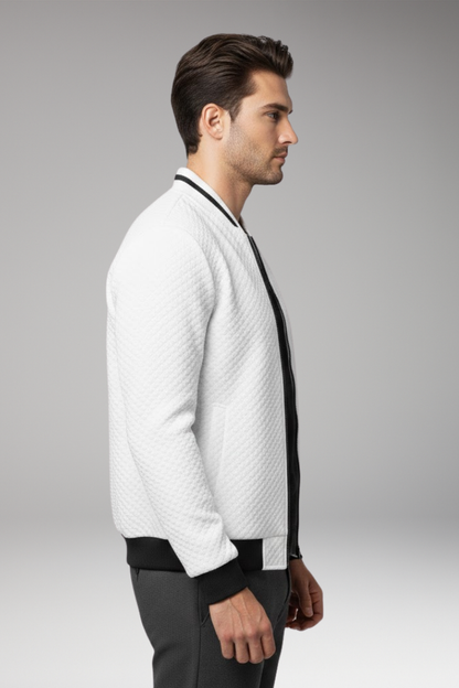 Men's Bomber Jacket Jacquard Zip Black