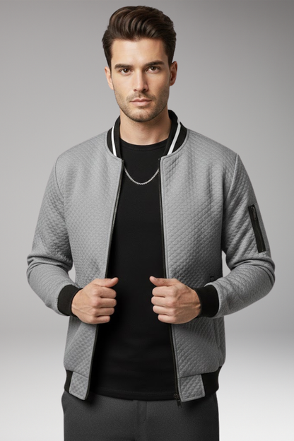 Men's Bomber Jacket Jacquard Zip Black