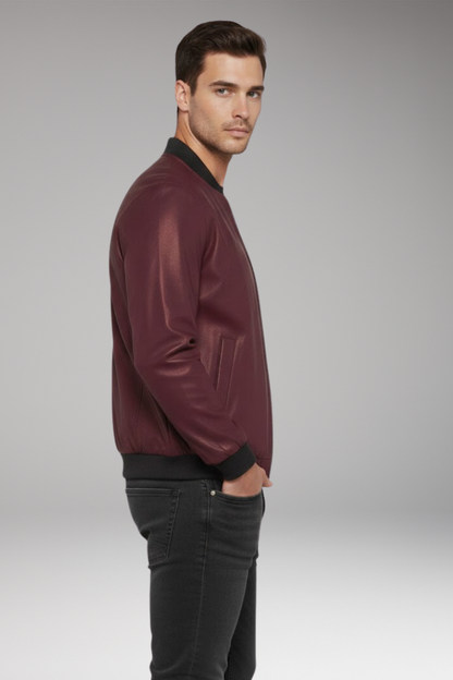 Men's Bomber Jacket Metallic Front Zipper