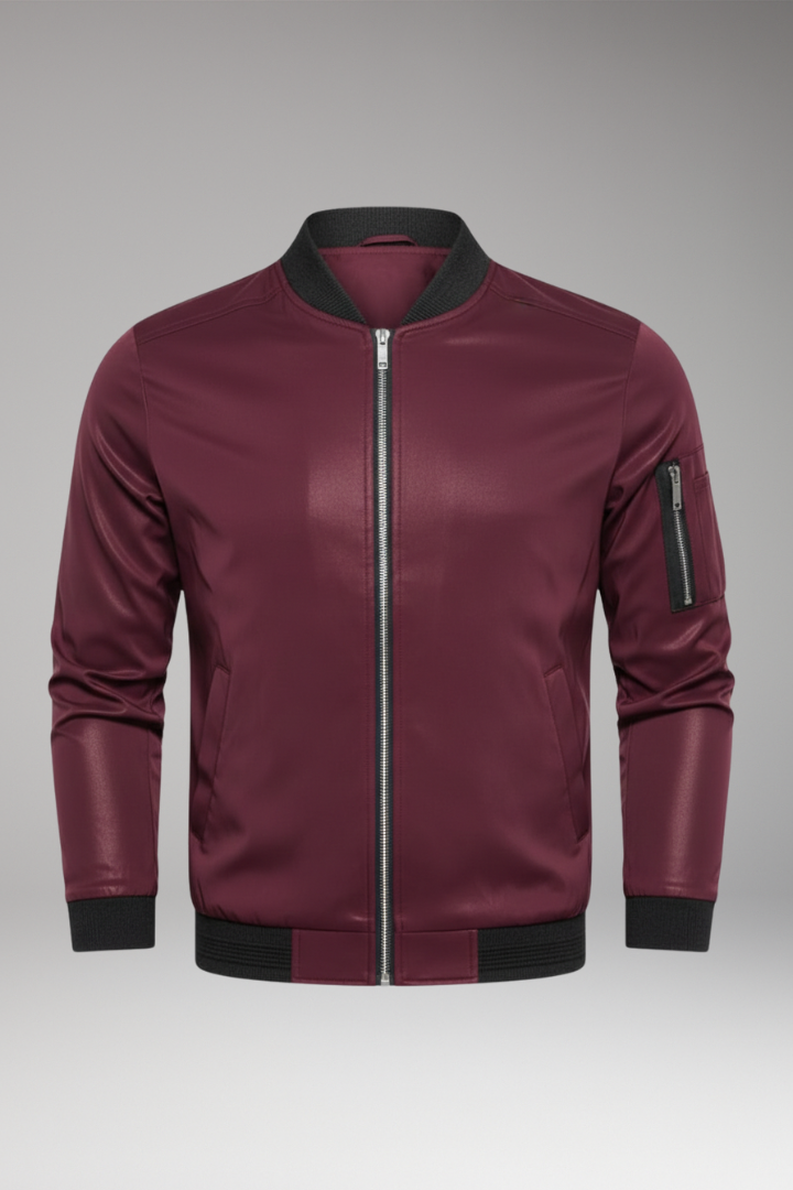Men's Bomber Jacket Metallic Front Zipper - VibreMode