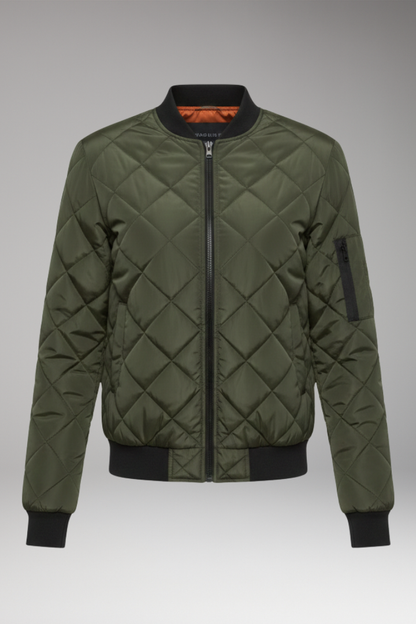Men's Padded Bomber Jacket Ribbed Cotton Black - VibreMode