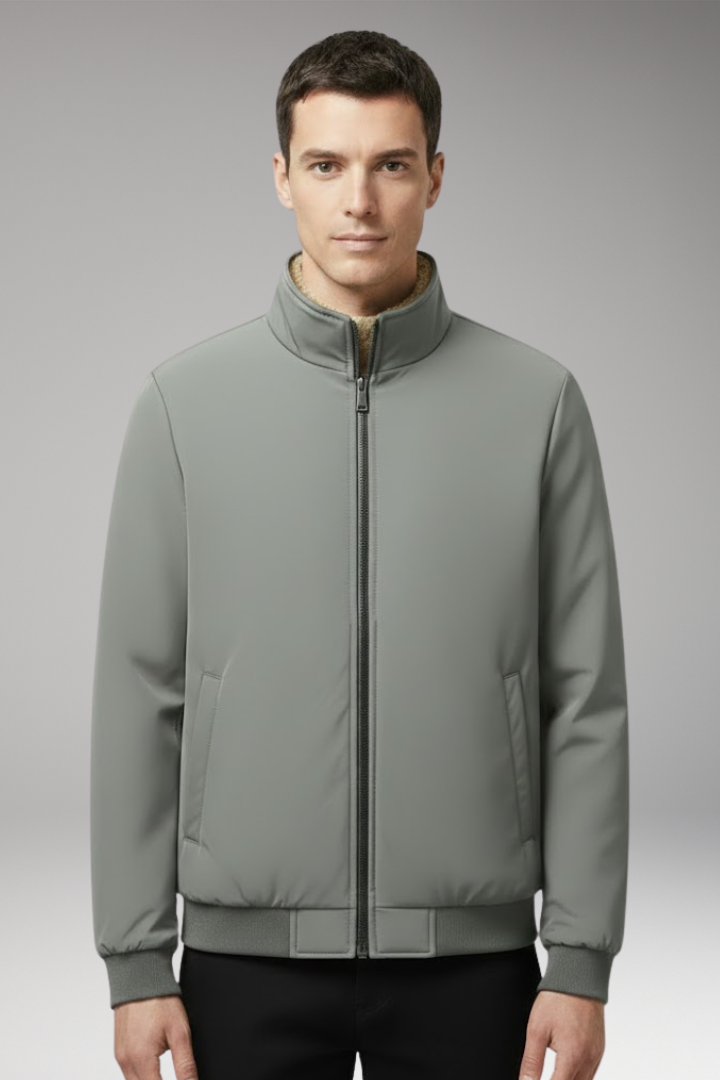 Men's Relaxed Fit Bomber Jacket With Hidden Pocket