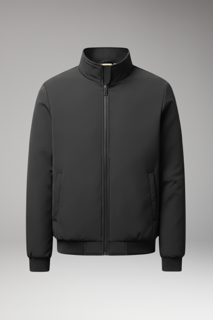 Men's Relaxed Fit Bomber Jacket With Hidden Pocket - VibreMode