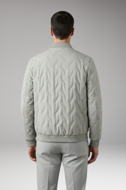 Men's Bomber Jacket Ribbed Collar Full-Zip Front