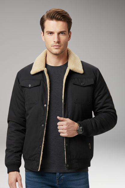 Men's Bomber Jacket Ribbed Cuffs and Pockets