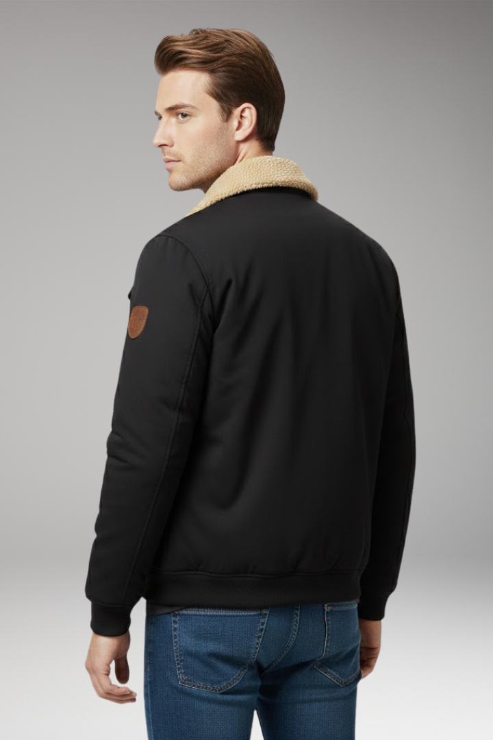 Men's Bomber Jacket Ribbed Cuffs and Pockets