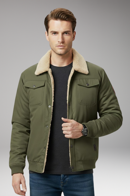Men's Bomber Jacket Ribbed Cuffs and Pockets