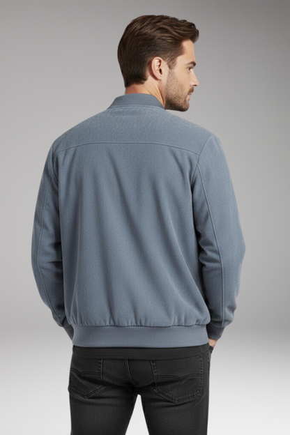 Men's Bomber Jacket Ribbed Hem Textured