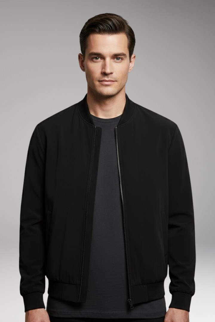 Men's Bomber Jacket Side Pockets Slim Fit