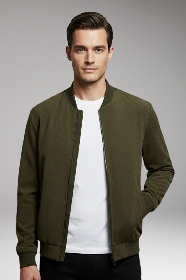 Men's Bomber Jacket Side Pockets Slim Fit