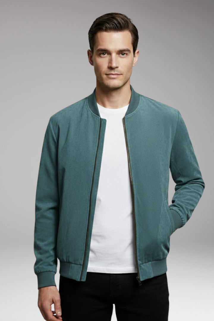 Men's Bomber Jacket Side Pockets Slim Fit