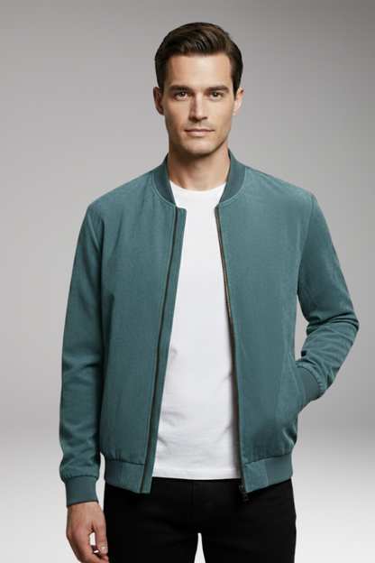 Men's Bomber Jacket Side Pockets Slim Fit