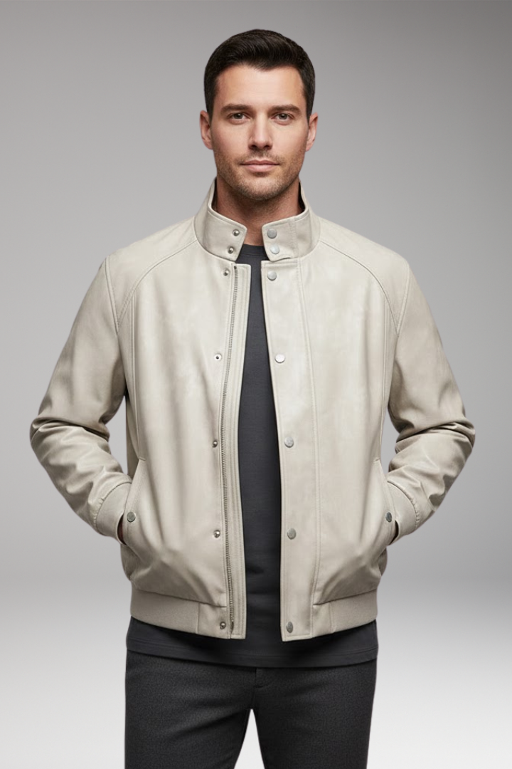 Men's Bomber Jacket Snap Button Side Pockets