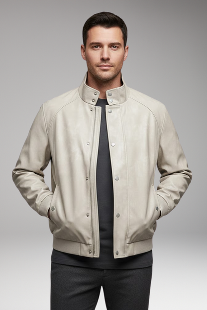 Men's Bomber Jacket Snap Button Side Pockets