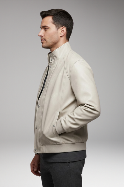 Men's Bomber Jacket Snap Button Side Pockets