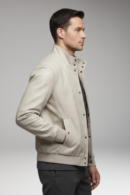 Men's Bomber Jacket Snap Button Side Pockets