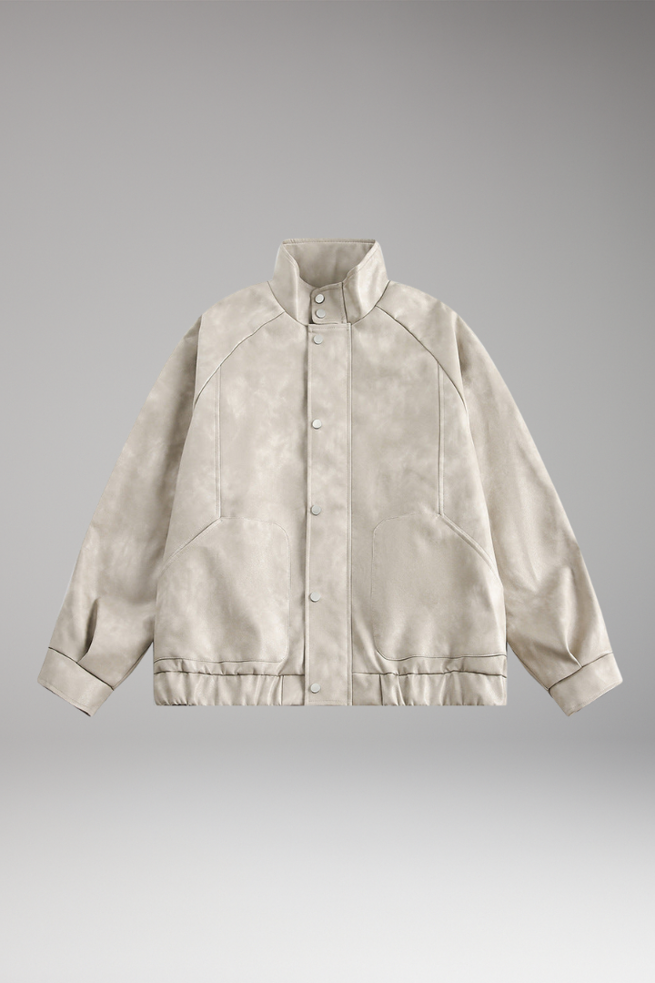 Men's Bomber Jacket Snap Button Side Pockets - VibreMode