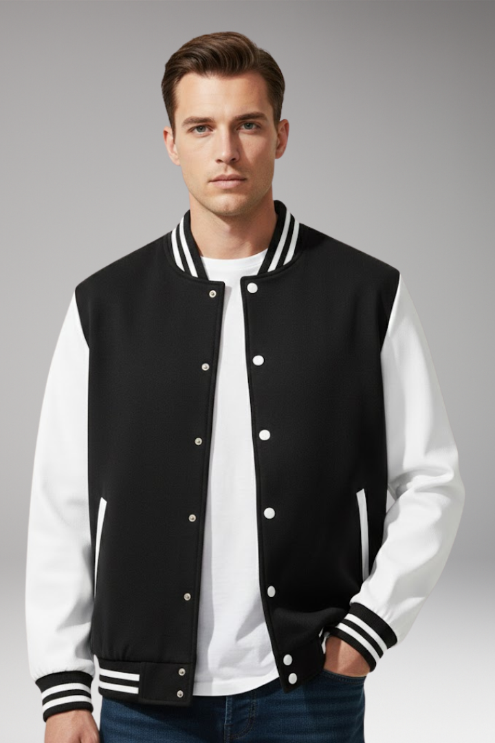 Men's Bomber Jacket Snap Fasteners Side Pockets