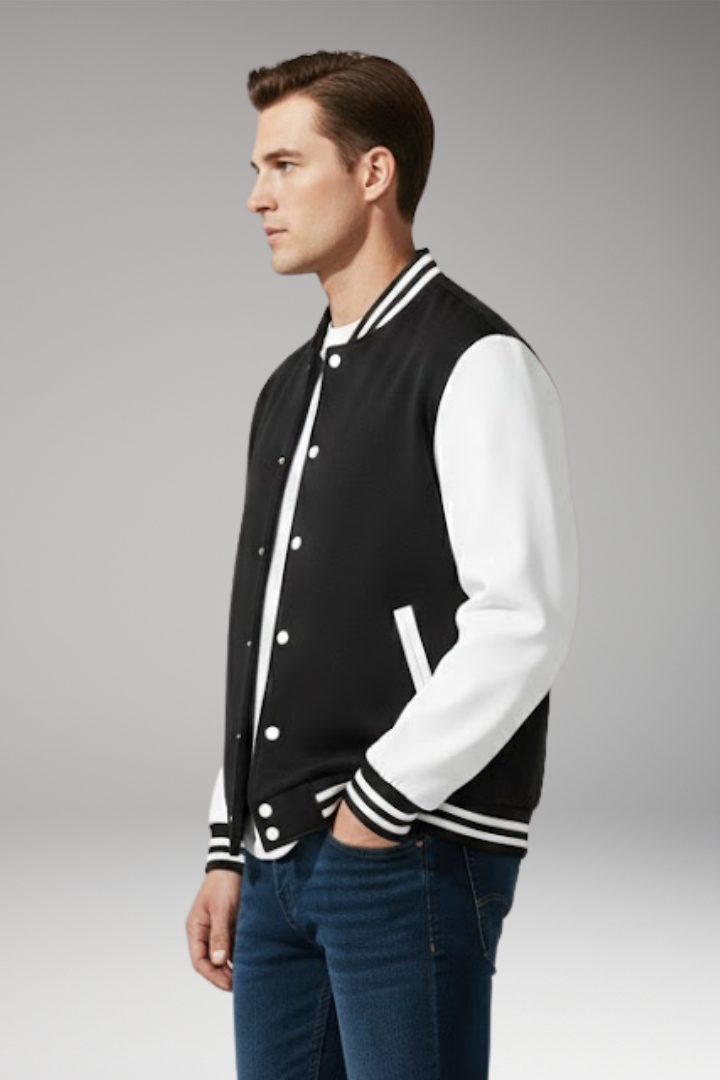 Men's Bomber Jacket Snap Fasteners Side Pockets